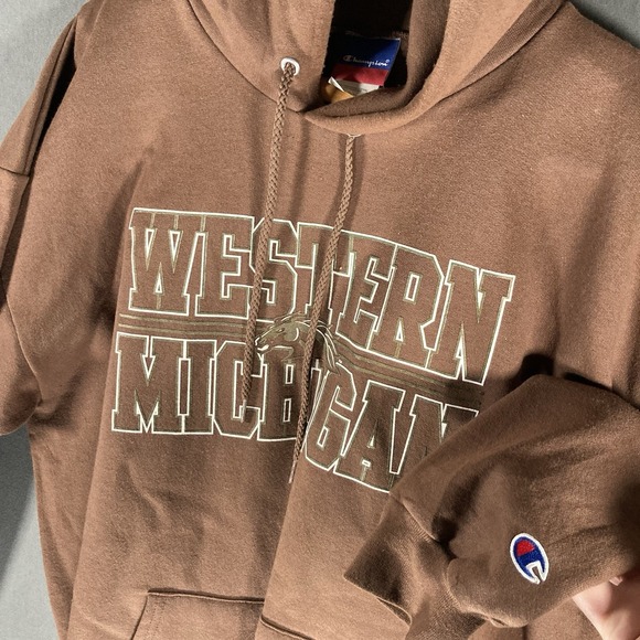 Western Michigan University Hampion Hoodie Brown Size XL Sweatshirt Drawstring - Picture 1 of 8
